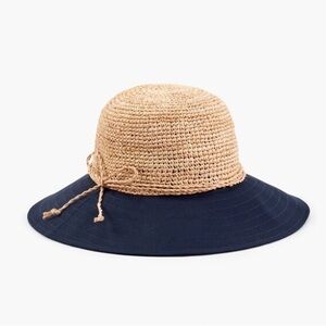 Talbots Packable Straw Hat with Navy Brim